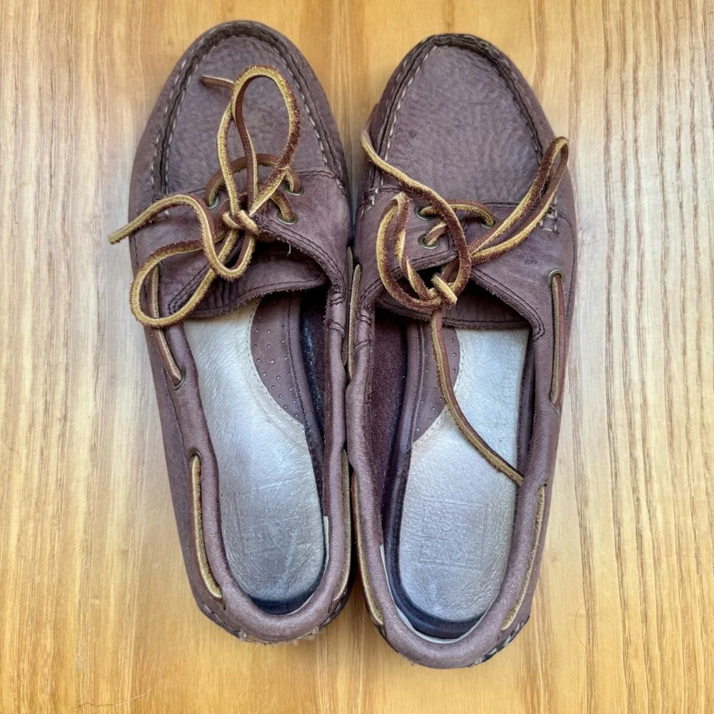 FRYE NAYA boat Shoes Leather Flats In Cinnamon Brown Women’s 7